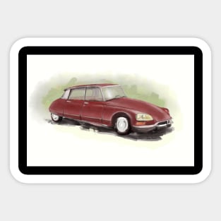 Classic Citroën DS2 Painting in Burgundy Red Sticker